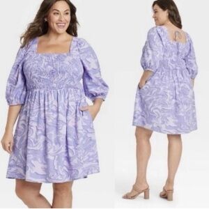 Lavender Puff Sleeve Dress